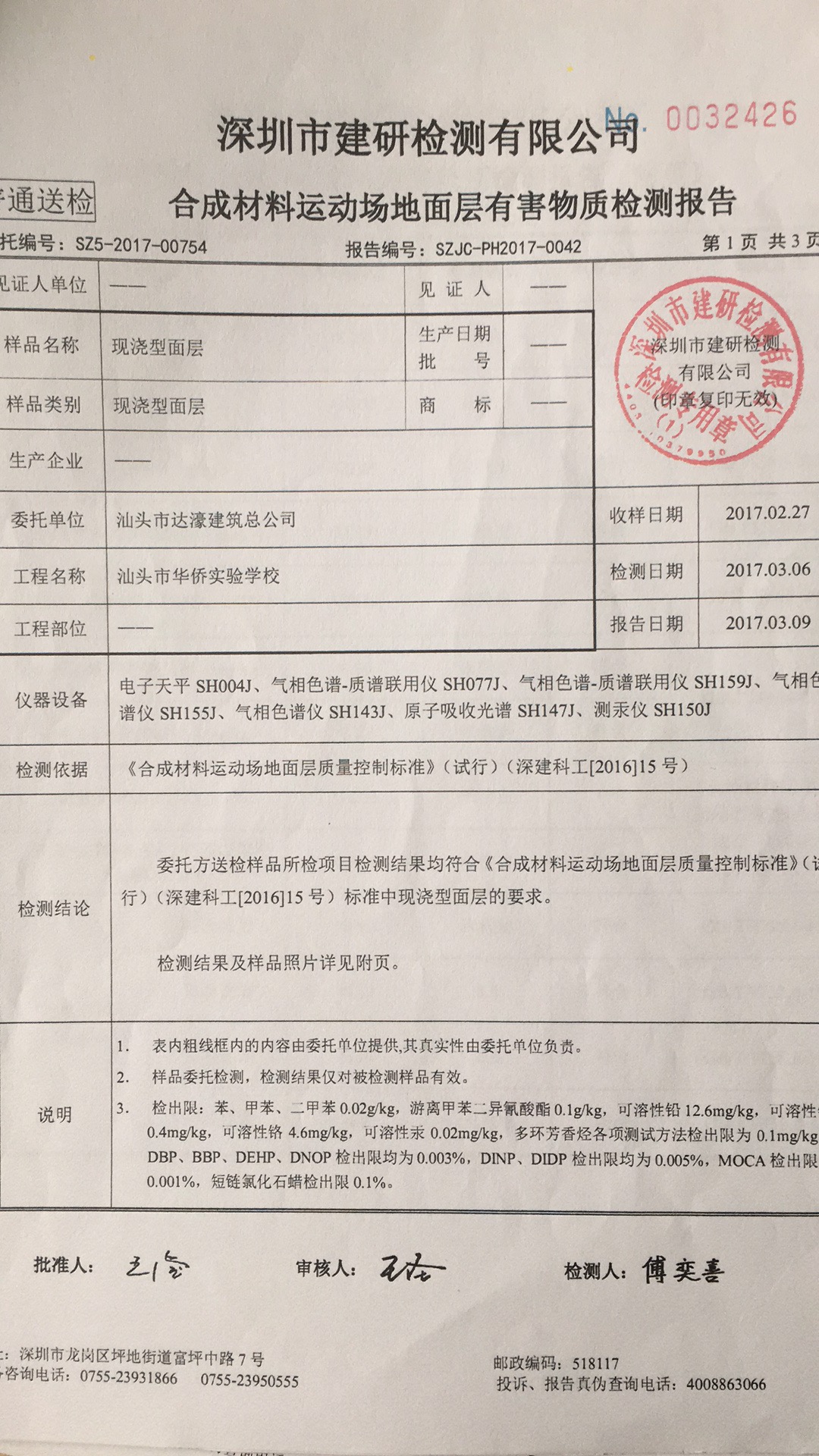 檢驗(yàn)檢測報(bào)告